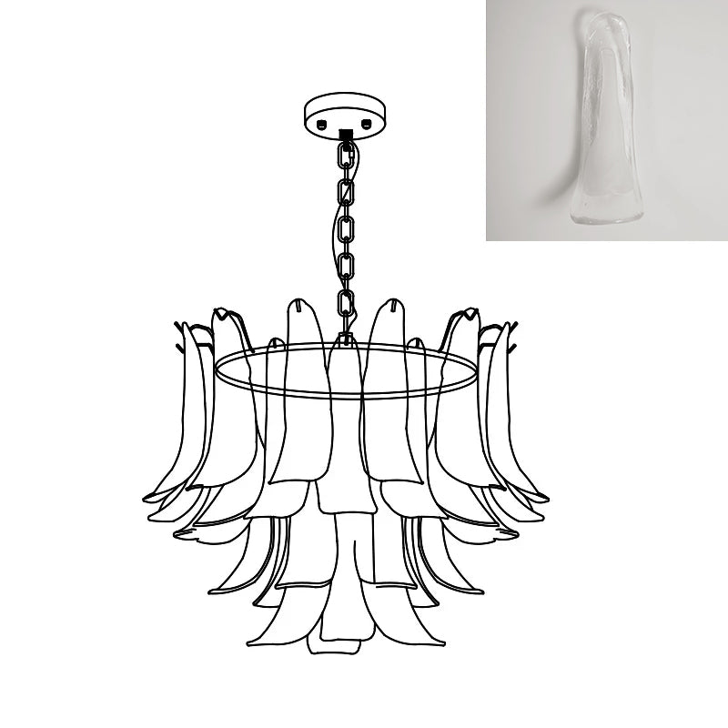 Chandelier Glass Murano 19.6 in Indoor Ceiling Light White Amber Clear Decorative Fixture | Thomler