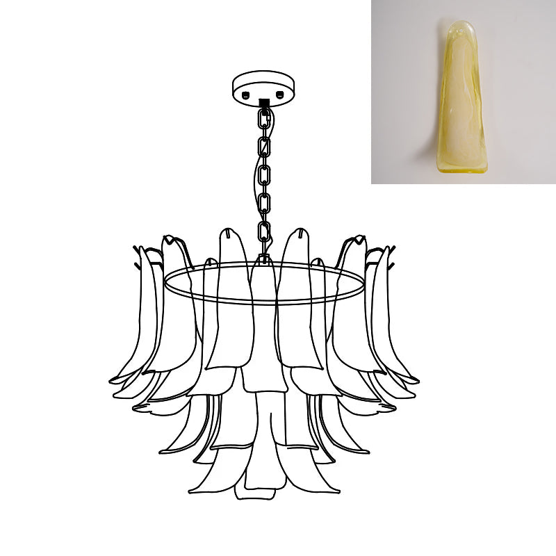 Chandelier Glass Murano 19.6 in Indoor Ceiling Light White Amber Clear Decorative Fixture | Thomler