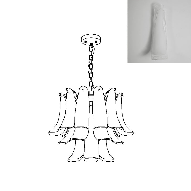 Chandelier Glass Murano 19.6 in Indoor Ceiling Light White Amber Clear Decorative Fixture | Thomler