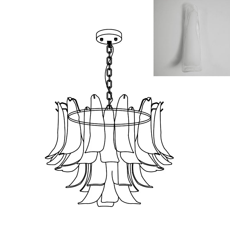 Chandelier Glass Murano 19.6 in Indoor Ceiling Light White Amber Clear Decorative Fixture | Thomler