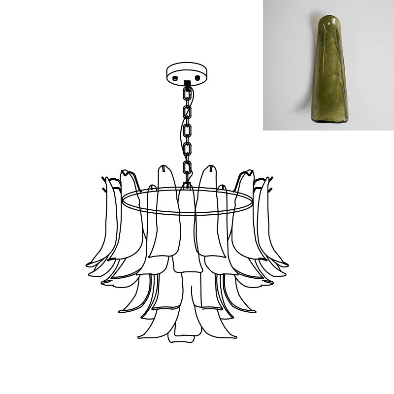 Chandelier Glass Murano 19.6 in Indoor Ceiling Light White Amber Clear Decorative Fixture | Thomler