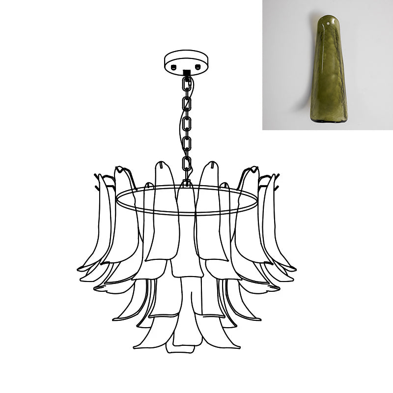 Chandelier Glass Murano 19.6 in Indoor Ceiling Light White Amber Clear Decorative Fixture | Thomler