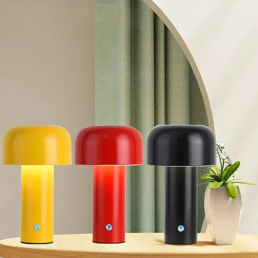 Table Lamp Plastic 25.0 cm Yellow Wireless Bedside Mood Lighting USB Rechargeable LED Mushroom Accent Light | Thomler