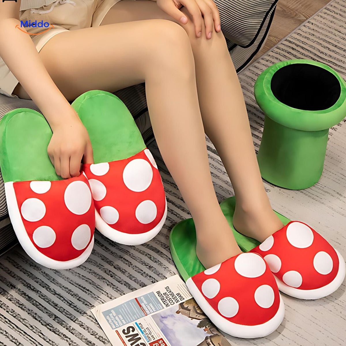 Plush Character House Slippers for Adults & Kids – Soft Cotton Gaming Footwear | Thomler