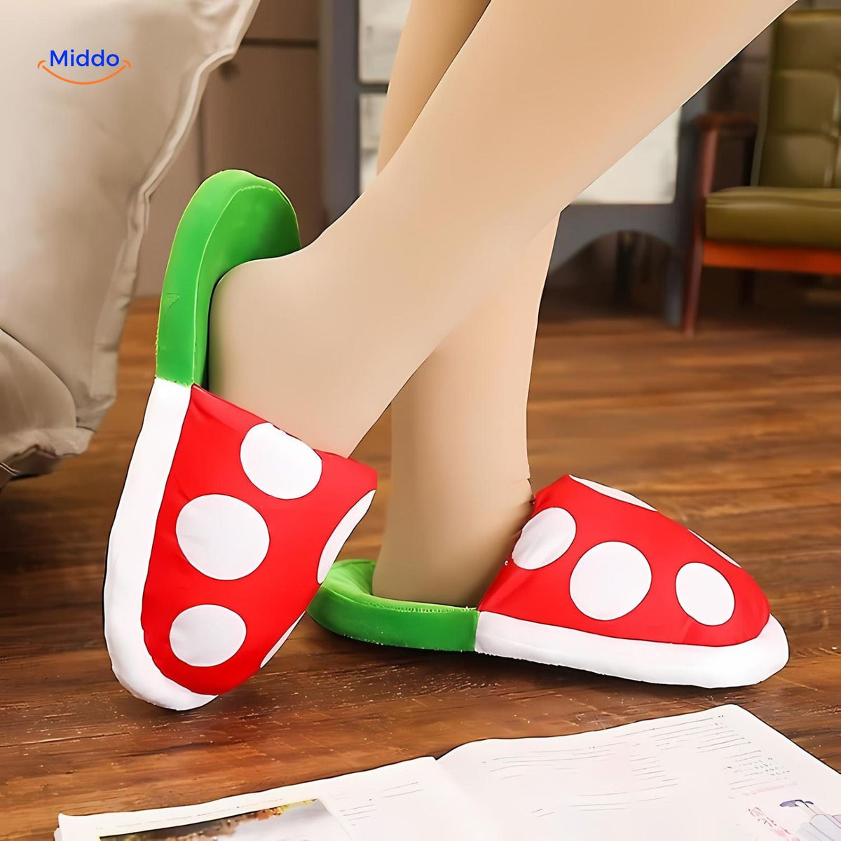 Plush Character House Slippers for Adults & Kids – Soft Cotton Gaming Footwear | Thomler