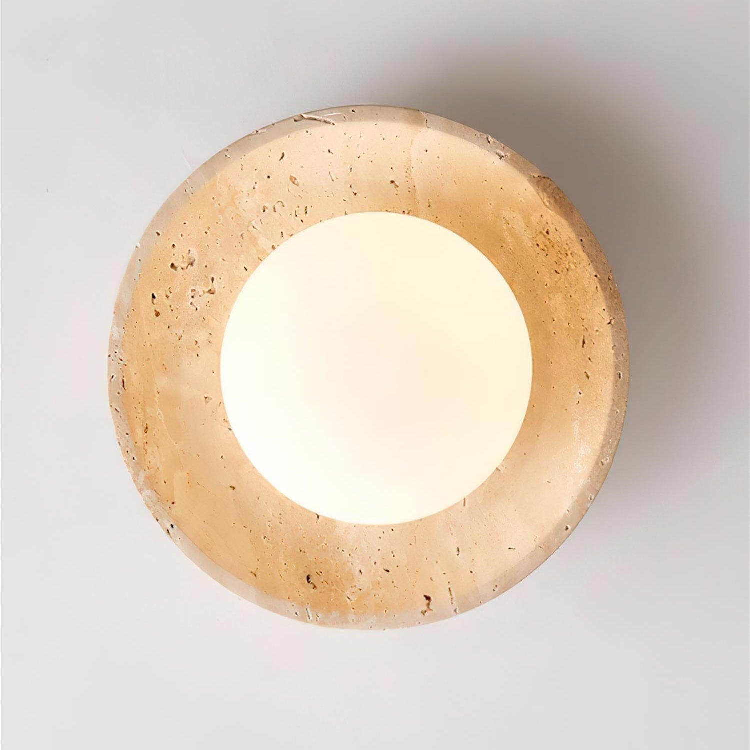 Ceiling Light Wood And Travertine 9.8 In White Hallway Bedroom Flush Mount Wall Or Ceiling Fixture | Thomler