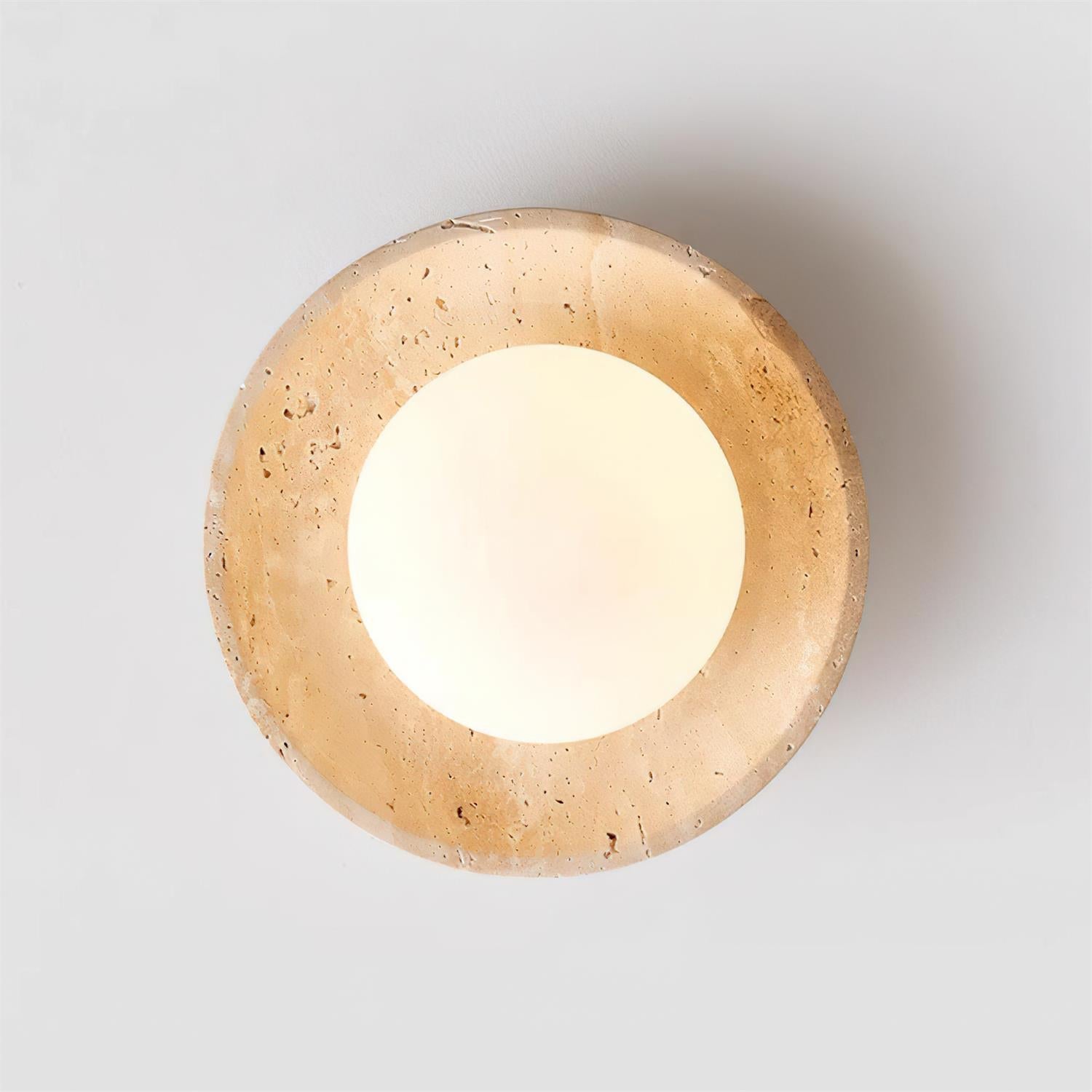 Ceiling Light Wood And Travertine 9.8 In White Hallway Bedroom Flush Mount Wall Or Ceiling Fixture | Thomler