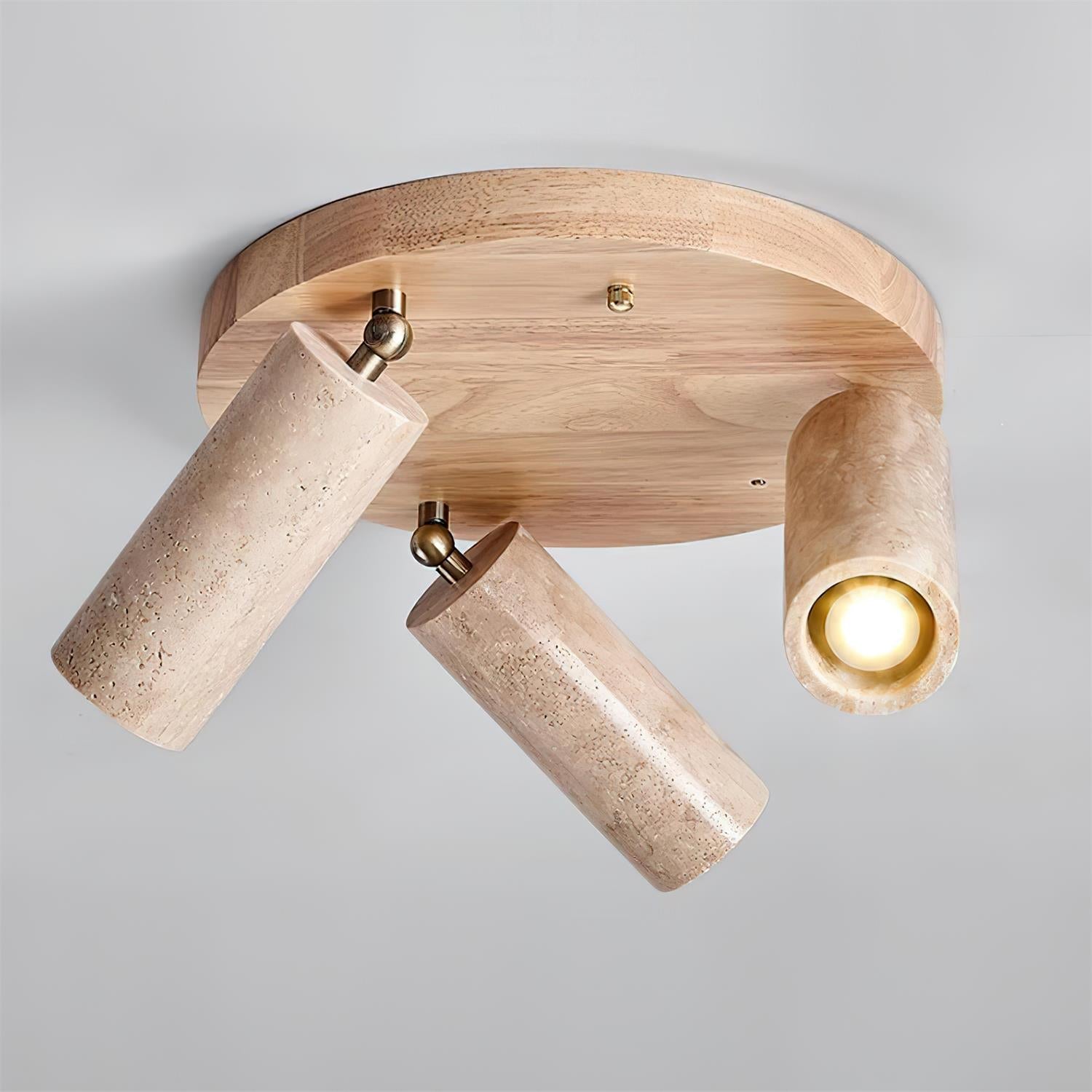 Ceiling Spotlight Travertine Wood 3-Light Adjustable 30.0 cm Modern Hallway Kitchen Lighting | Thomler