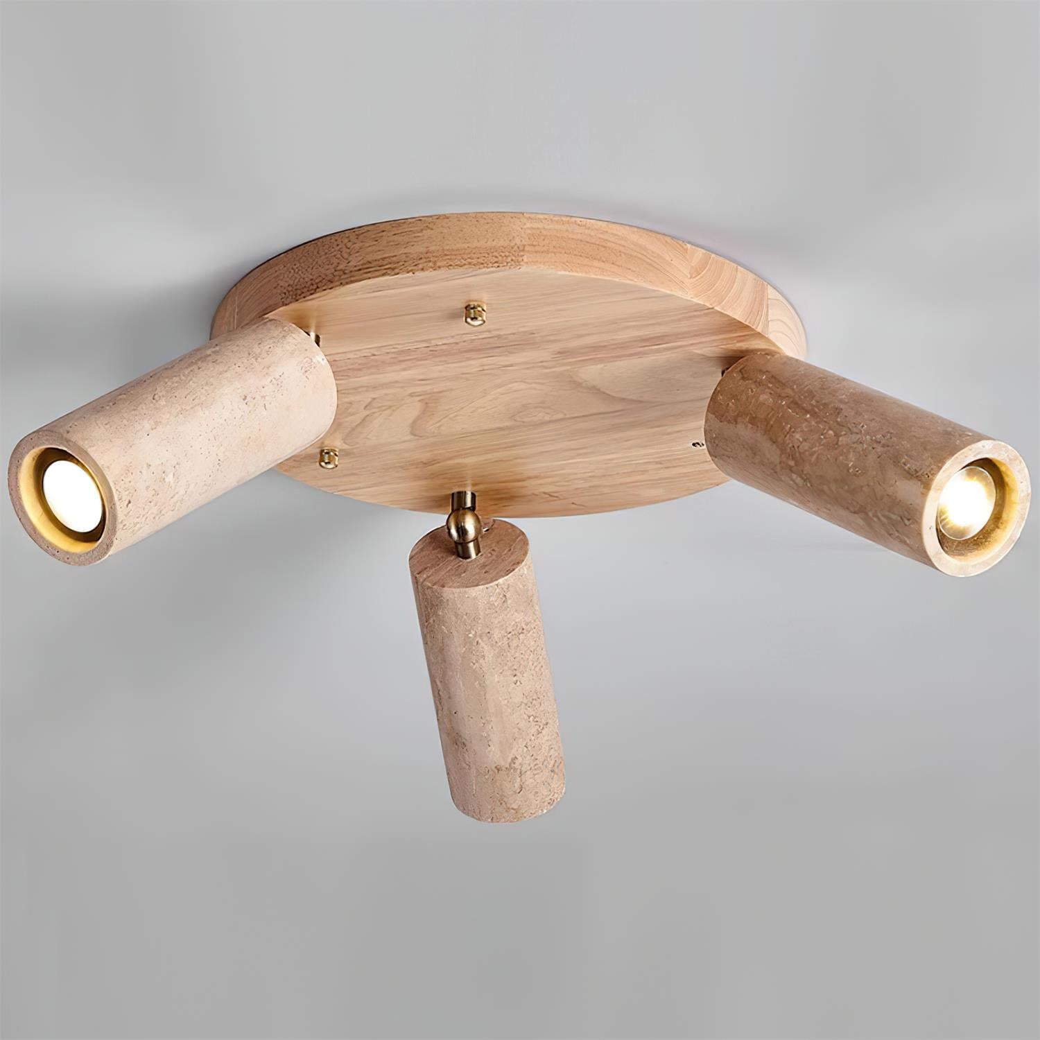 Ceiling Spotlight Travertine Wood 3-Light Adjustable 30.0 cm Modern Hallway Kitchen Lighting | Thomler