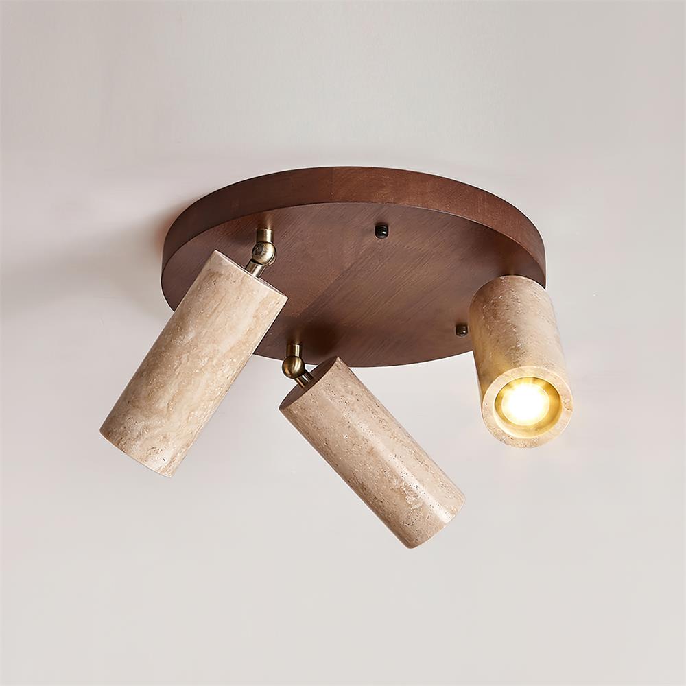 Ceiling Spotlight Travertine Wood 3-Light Adjustable 30.0 cm Modern Hallway Kitchen Lighting | Thomler