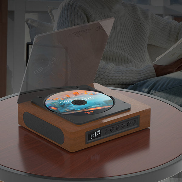 CD Player Wood Finish Bluetooth Streaming FM Radio Home Audio Music System LCD Display Type C Connectivity | Thomler