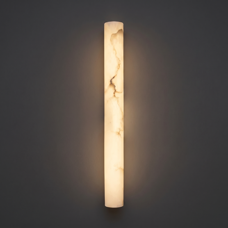 Hand-Carved Spanish Stone Sconce with Brass or Wood Frame – Natural Translucent Wall Light for Living Room & Hallway | Thomler