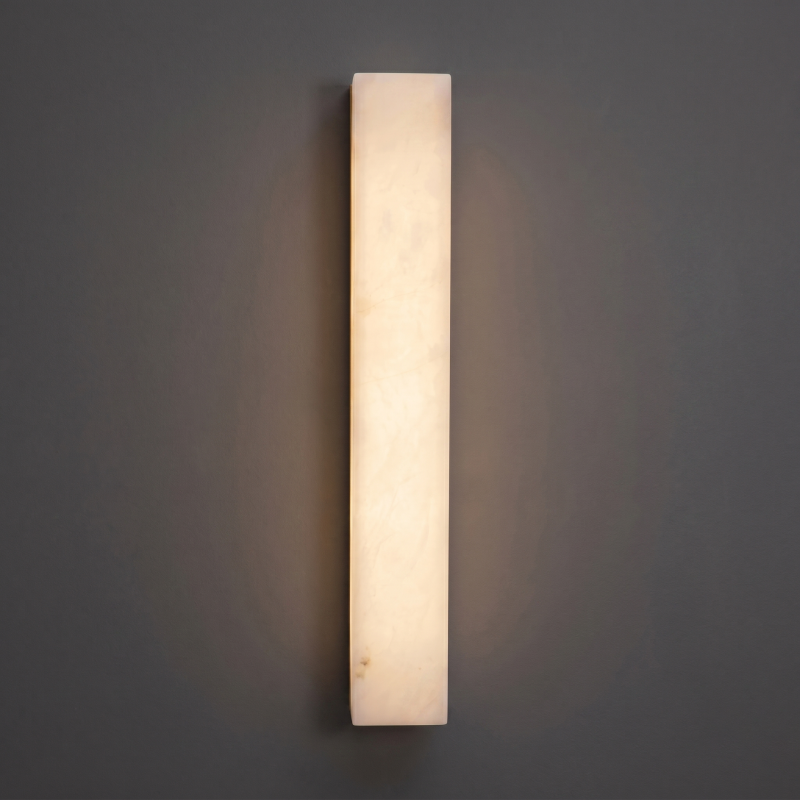 Hand-Carved Spanish Stone Sconce with Brass or Wood Frame – Natural Translucent Wall Light for Living Room & Hallway | Thomler