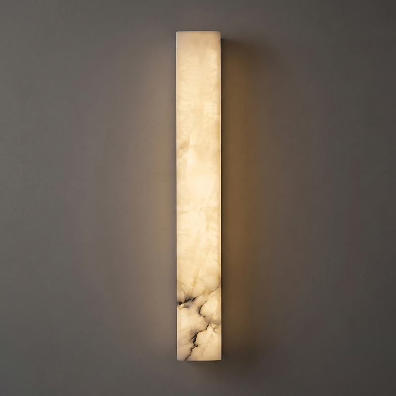 Hand-Carved Spanish Stone Sconce with Brass or Wood Frame – Natural Translucent Wall Light for Living Room & Hallway | Thomler
