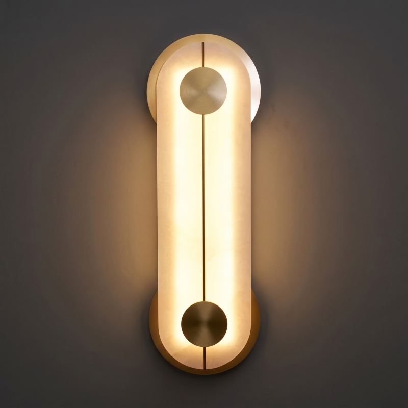 Hand-Carved Spanish Stone Sconce with Brass or Wood Frame – Natural Translucent Wall Light for Living Room & Hallway | Thomler