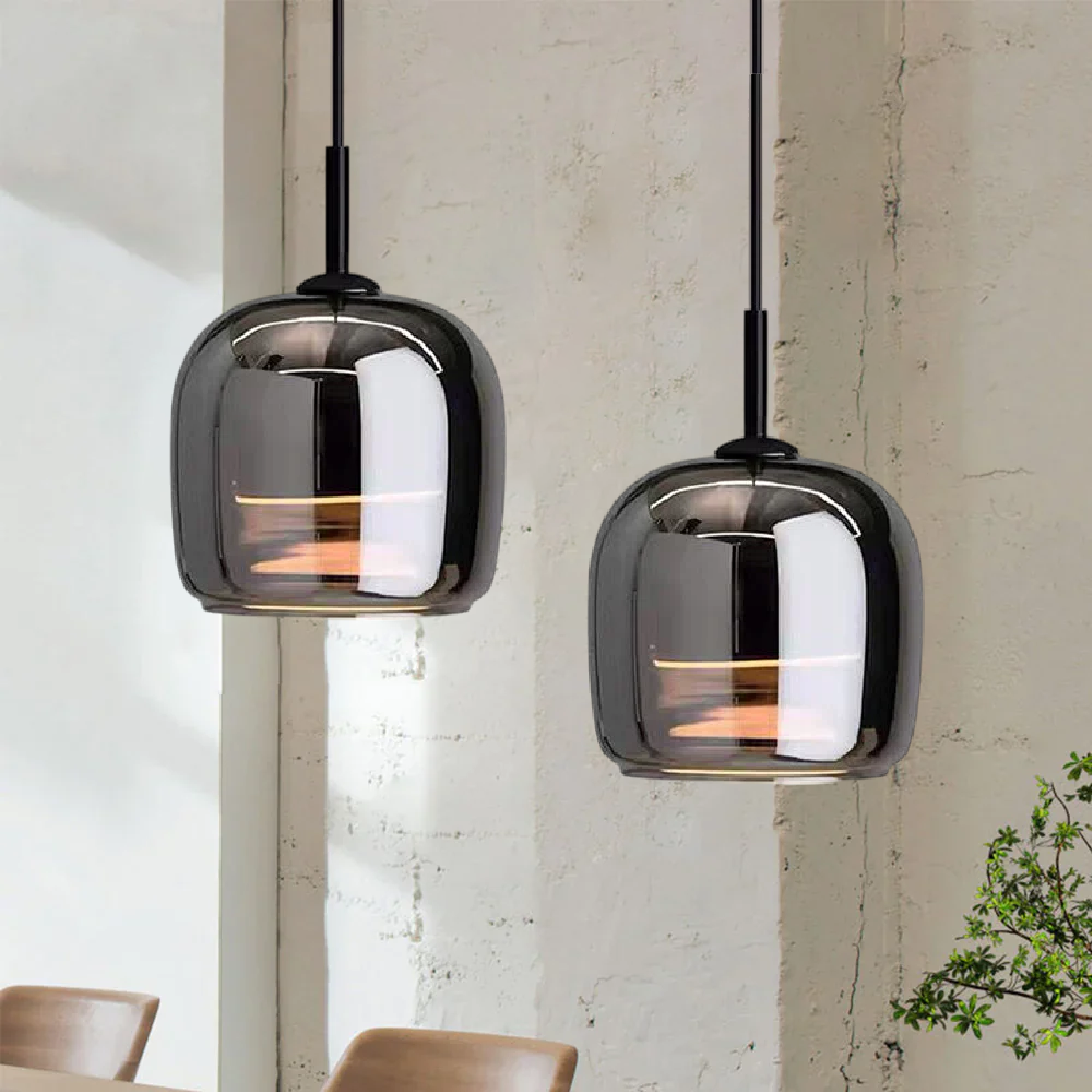 Pendant Light Glass 16.0 cm Black Bedroom Kitchen Island Scandinavian Hanging Ceiling Lamp E27 Modern Nordic Lighting | Thomler
