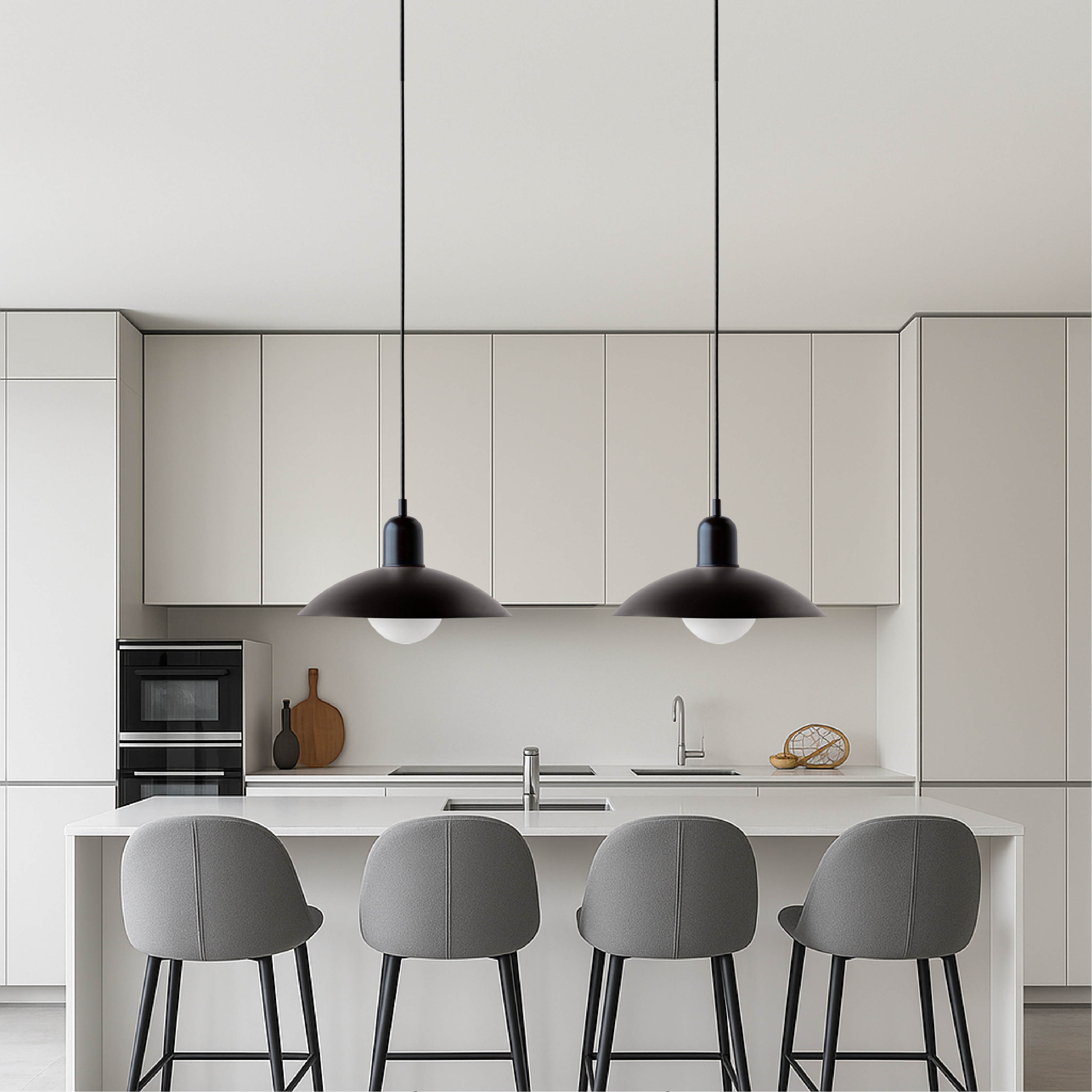 Pendant Light Iron 32.0 cm Black White Dining Room Kitchen Island Scandinavian Hanging Ceiling Lamp | Thomler