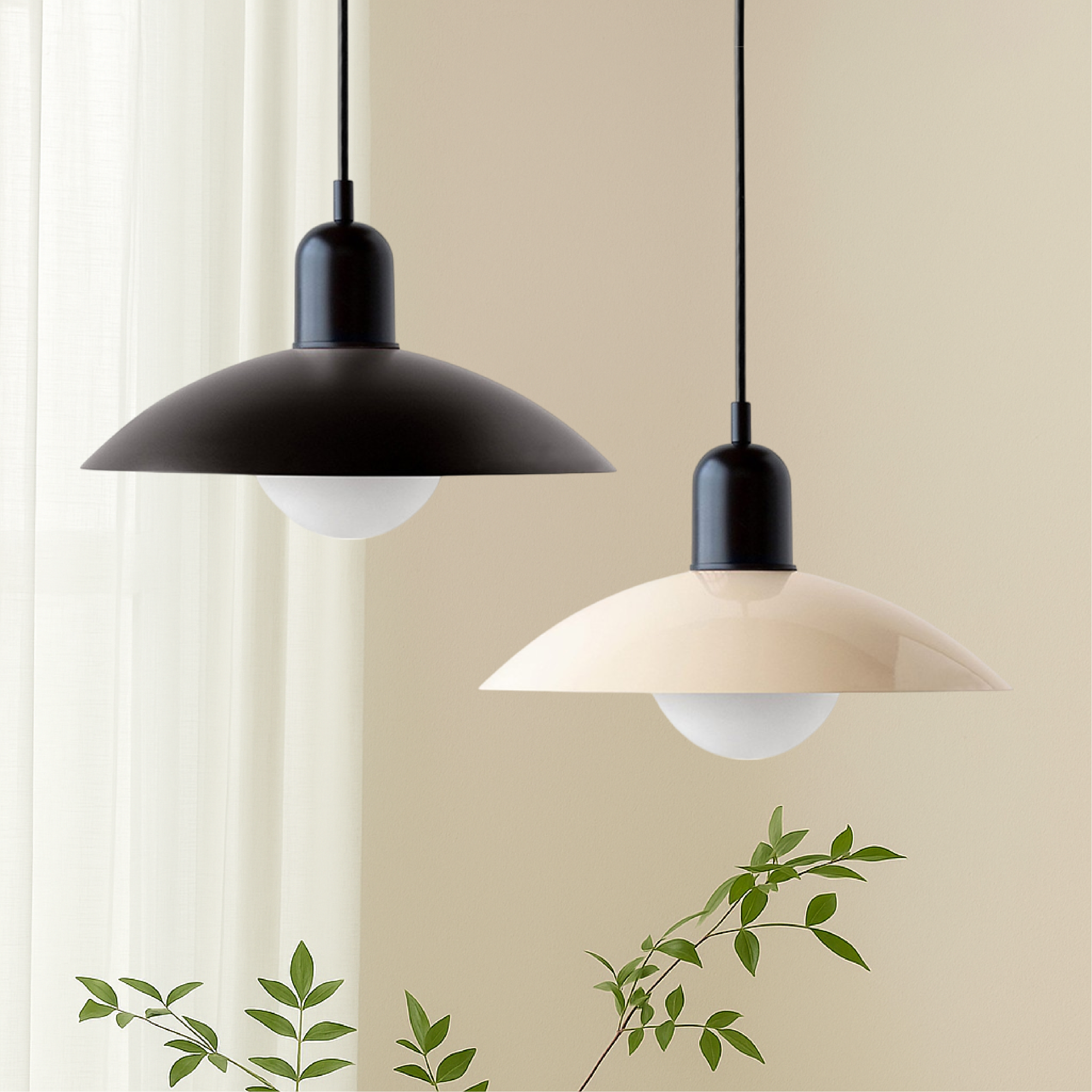 Pendant Light Iron 32.0 cm Black White Dining Room Kitchen Island Scandinavian Hanging Ceiling Lamp | Thomler