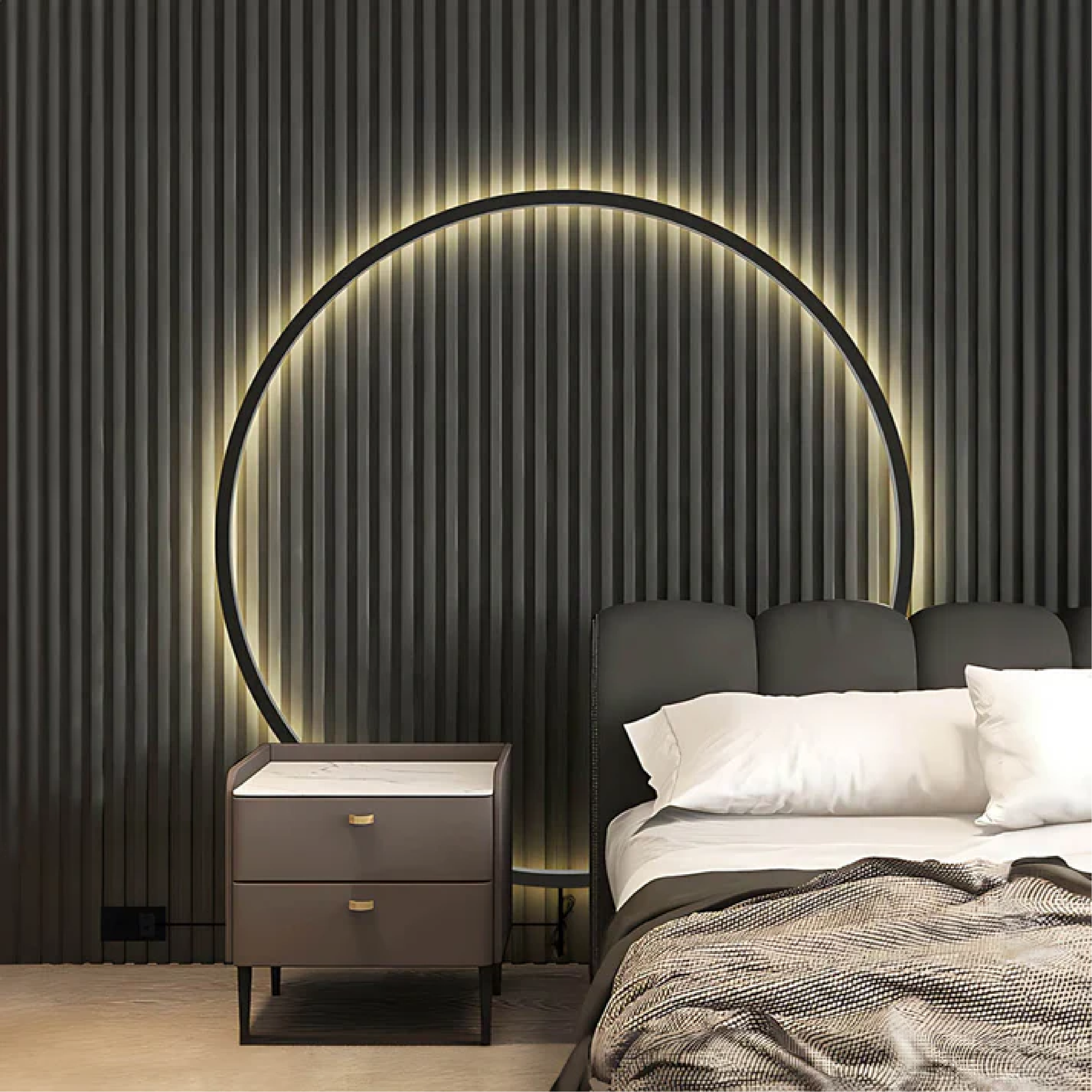 Wall Lamp Iron LED 30.0 cm Black 7W–30W USB Interior Living Room Bedroom Lighting Minimalist Round Design | Thomler