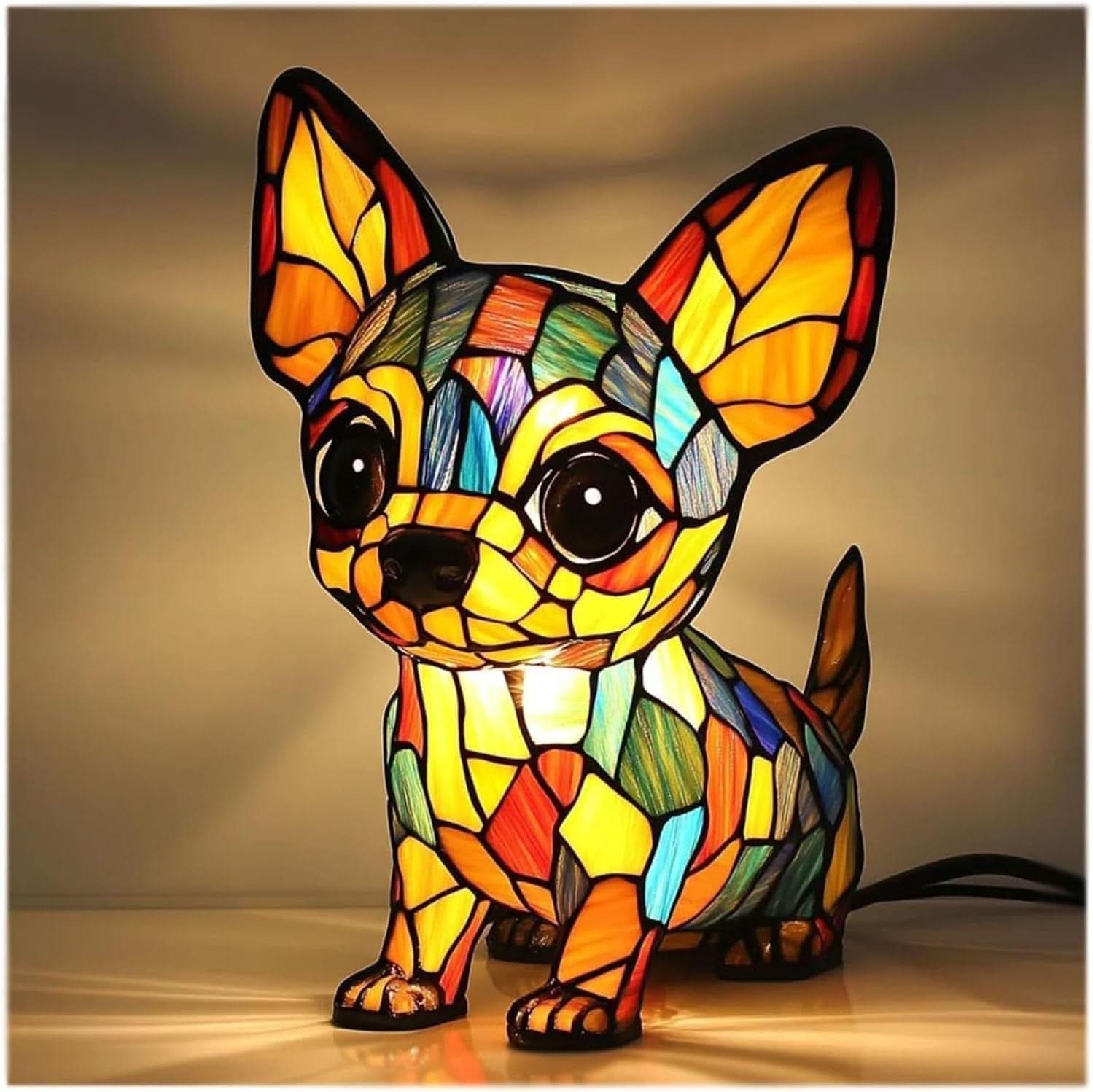 USB Powered Dog Breed LED Night Light 6 in Accent Lamp Warm Glow for Bedroom Nightstand Desk Shelf Decor Puppy Sculpture Chihuahua Corgi Dac | Thomler