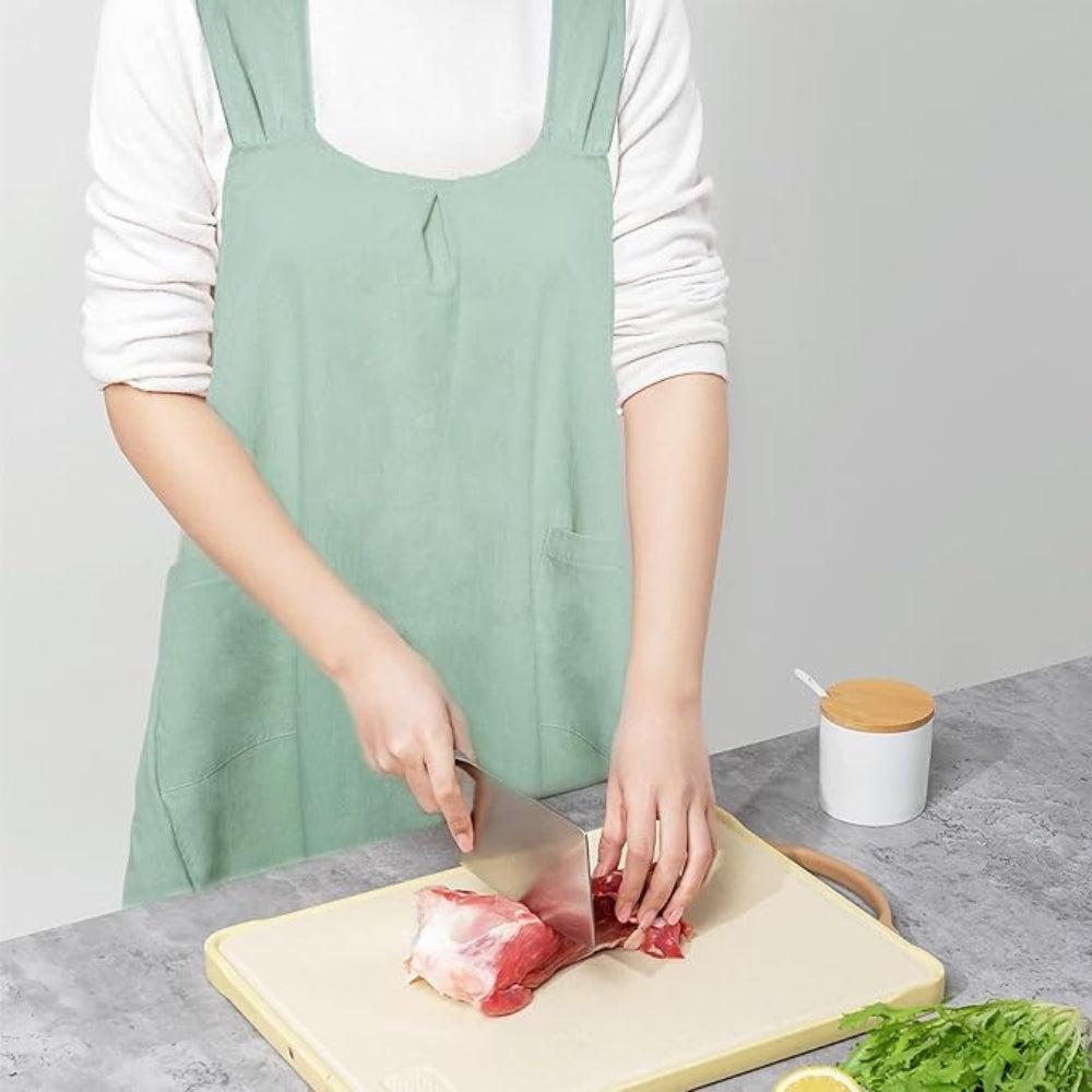 Cross-Back Cotton Apron Dress with Pockets for Kitchen, Baking & Gardening | Relaxed Fit Smock for Women | Machine Washable Crafting Coverup | Thomler