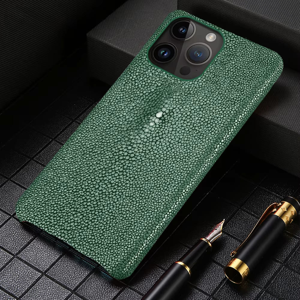 Authentic Stingray Skin Phone Case for iPhone 17 Pro Max 16 15 14 13 12 11 Shock Absorbent Premium Leather Cover Anti-Fingerprint | Thomler