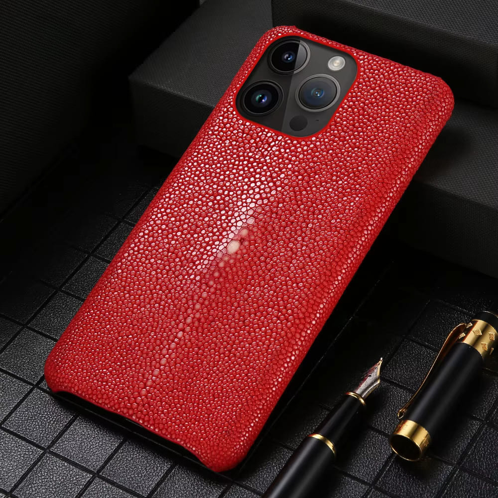 Authentic Stingray Skin Phone Case for iPhone 17 Pro Max 16 15 14 13 12 11 Shock Absorbent Premium Leather Cover Anti-Fingerprint | Thomler