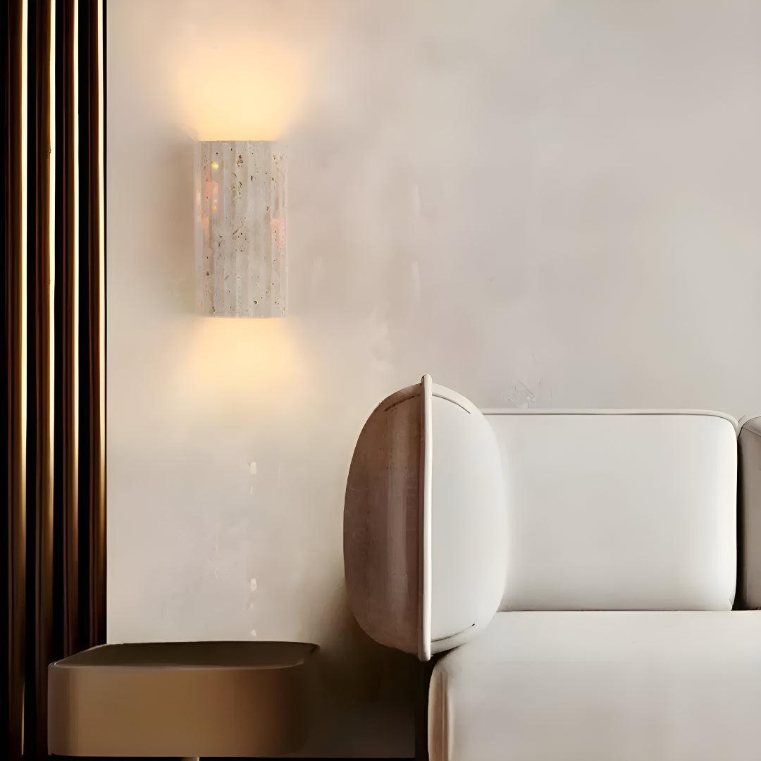 Natural Stone Wall Sconce with Warm LED Light for Modern Living Room, Bedroom & Hallway Lighting | Thomler
