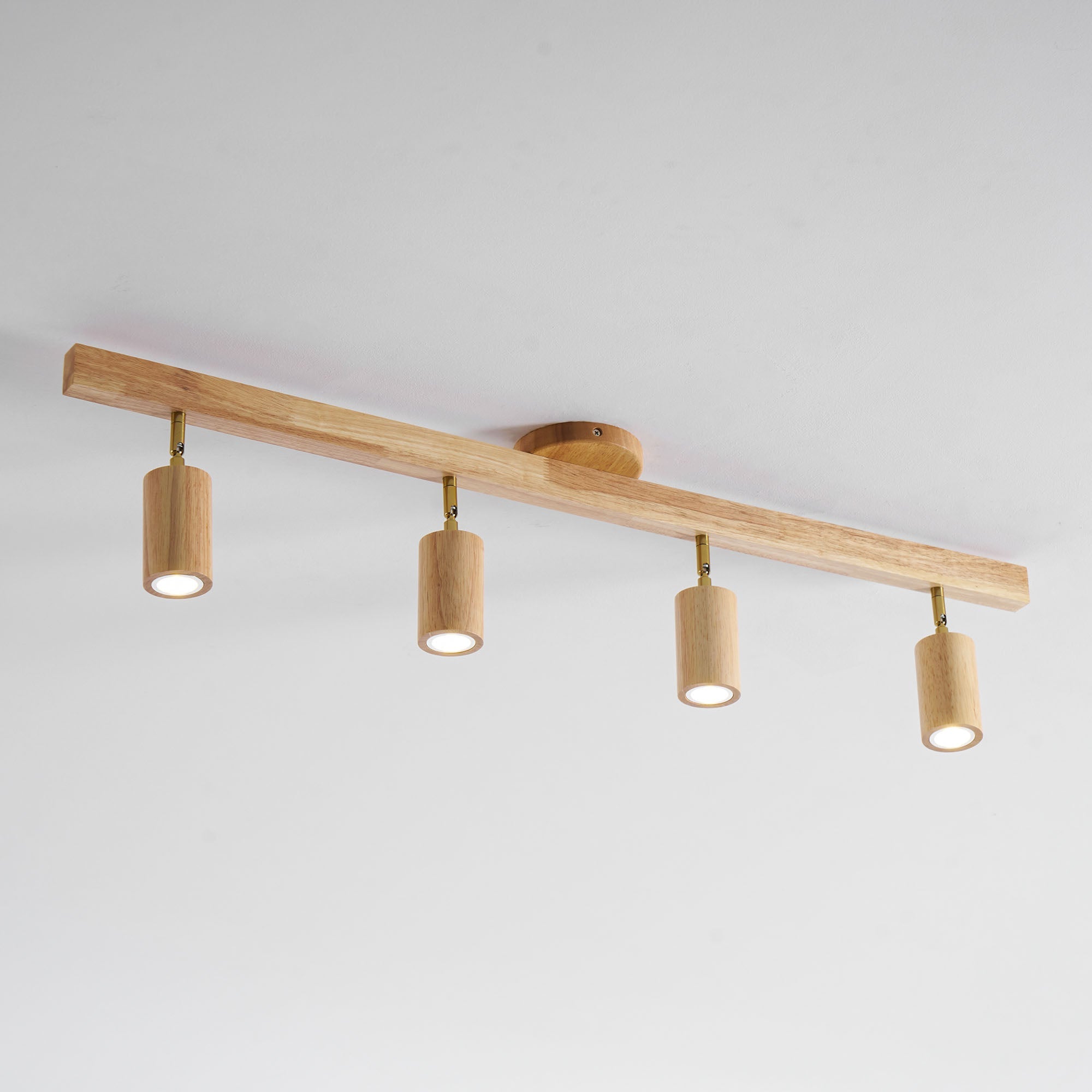 Wood Pendant Track Light 4 Heads 39.4 in Indoor Ceiling Wall Rustic Modern Lamp | Thomler