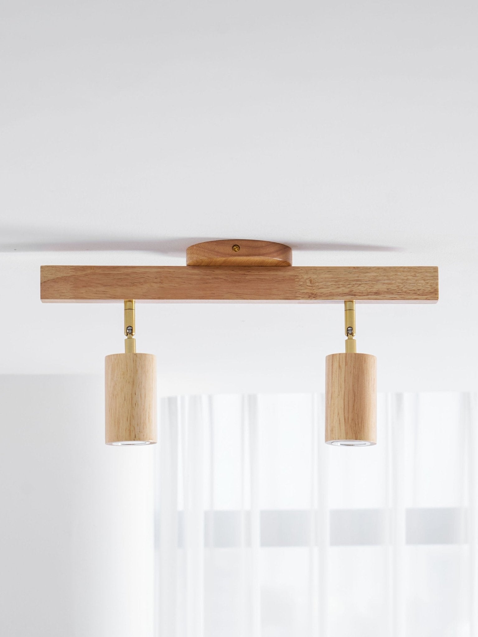 Wood Pendant Track Light 4 Heads 39.4 in Indoor Ceiling Wall Rustic Modern Lamp | Thomler