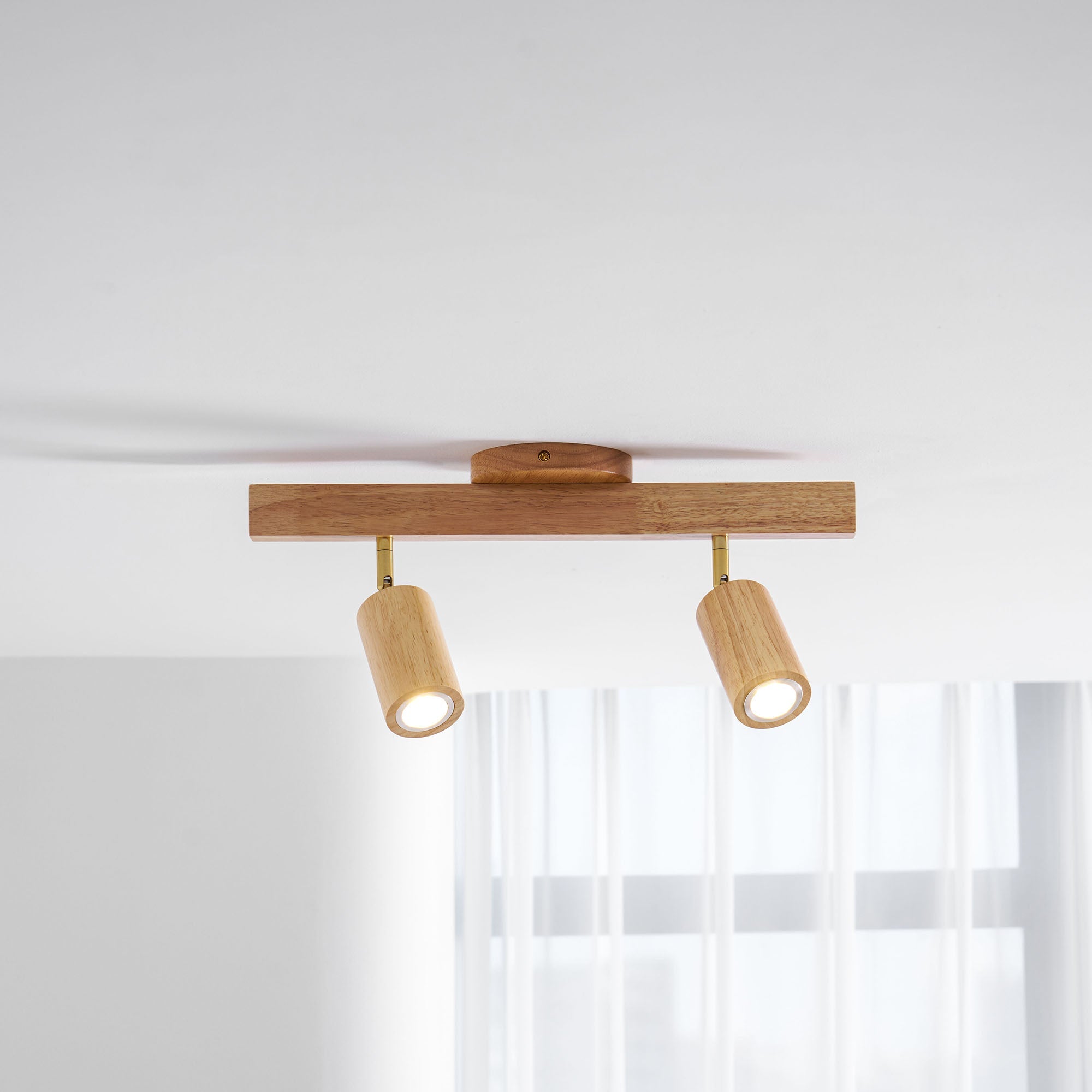 Wood Pendant Track Light 4 Heads 39.4 in Indoor Ceiling Wall Rustic Modern Lamp | Thomler