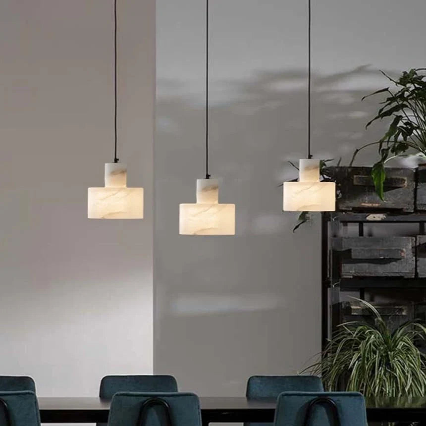 Round Stone Hanging Light Fixture with Soft Glow Diffusion for Dining Room & Bedroom | Thomler