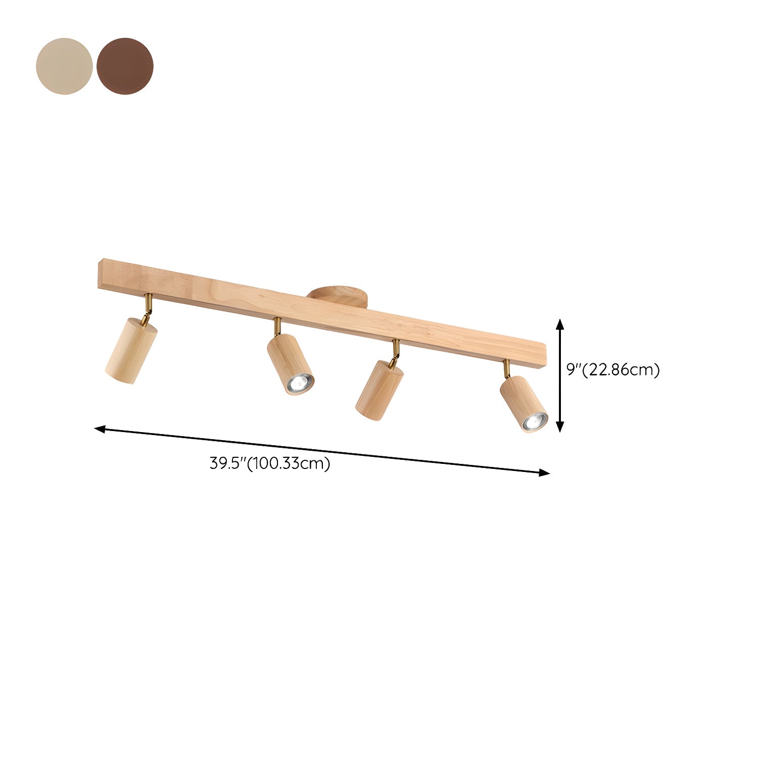 Wood Pendant Track Light 4 Heads 39.4 in Indoor Ceiling Wall Rustic Modern Lamp | Thomler