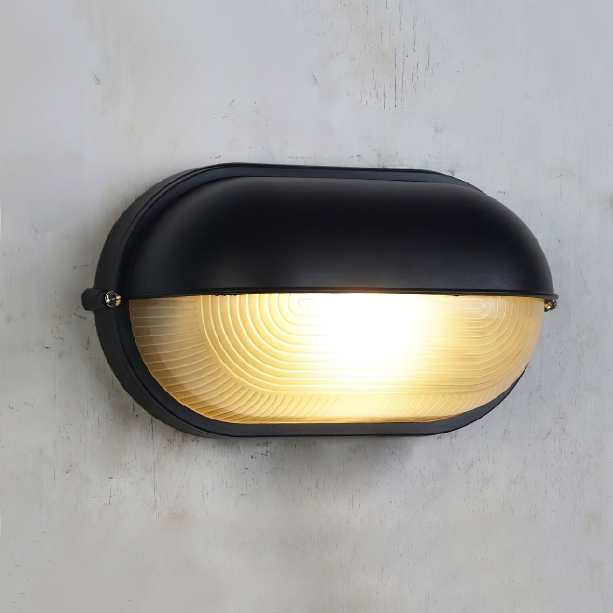 Industrial Outdoor Wall Light with Ribbed Glass Shade – Weatherproof Porch & Patio Sconce for Entryways, Doorways & Garden Lighting | Thomler