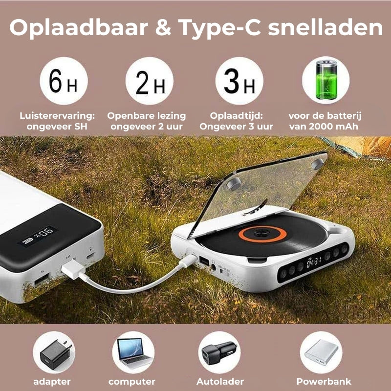 Navando | Compacte Draagbare Cd-Speler Met Bluetooth