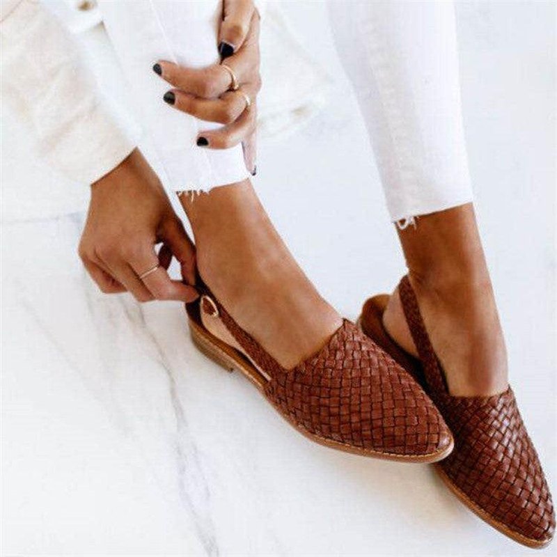 Navando | Gevlochten Slingback Sandaal Met Lage Hak