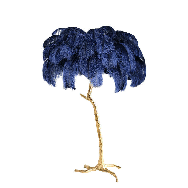 Floor Lamp Feather Shade 160.0 cm White Living Room Bedroom Palm Tree Standing Light Tropical Ambient Lighting | Thomler
