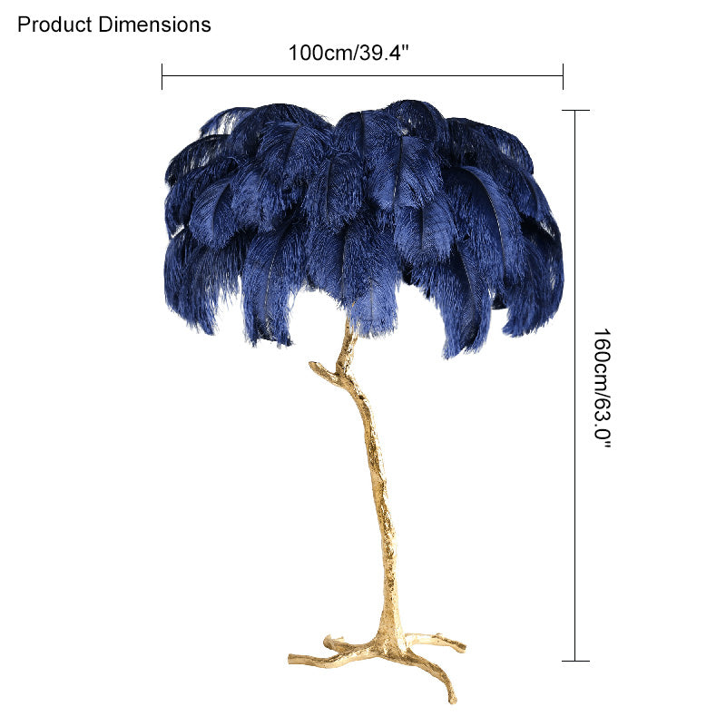 Floor Lamp Feather Shade 160.0 cm White Living Room Bedroom Palm Tree Standing Light Tropical Ambient Lighting | Thomler