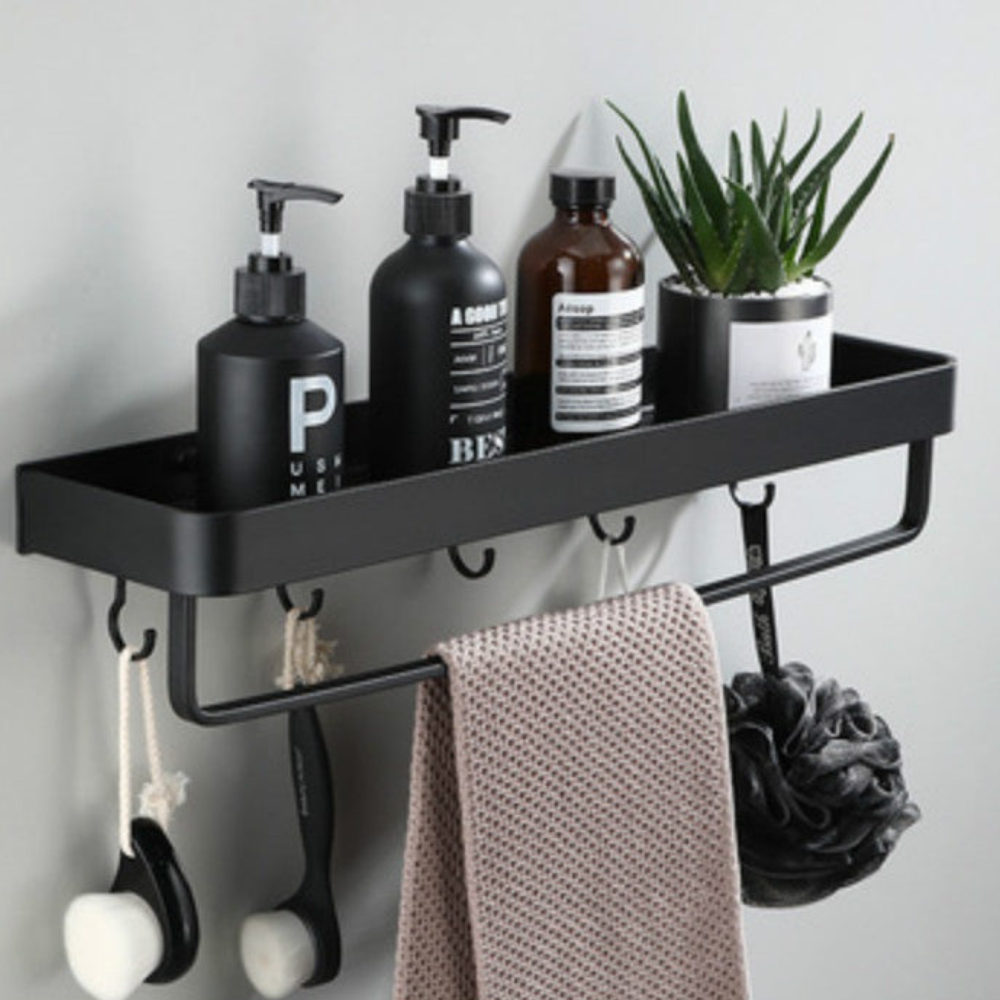 No-Drill Aluminum Bathroom Shelf – Space-Saving Wall Organizer for Shampoo & Toiletries | Thomler
