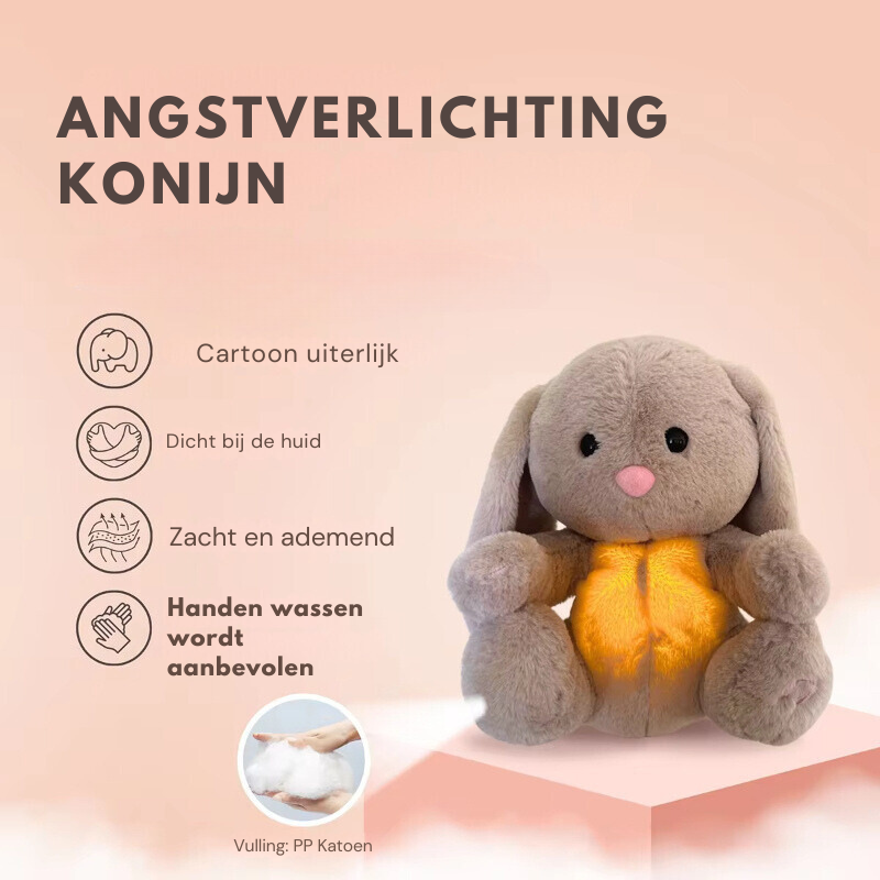 Plush Bunny Soft Fabric Light Up Heartbeat Sleep Comfort Cuddle Toy Relaxation Bedtime Companion For Children Adults | Thomler