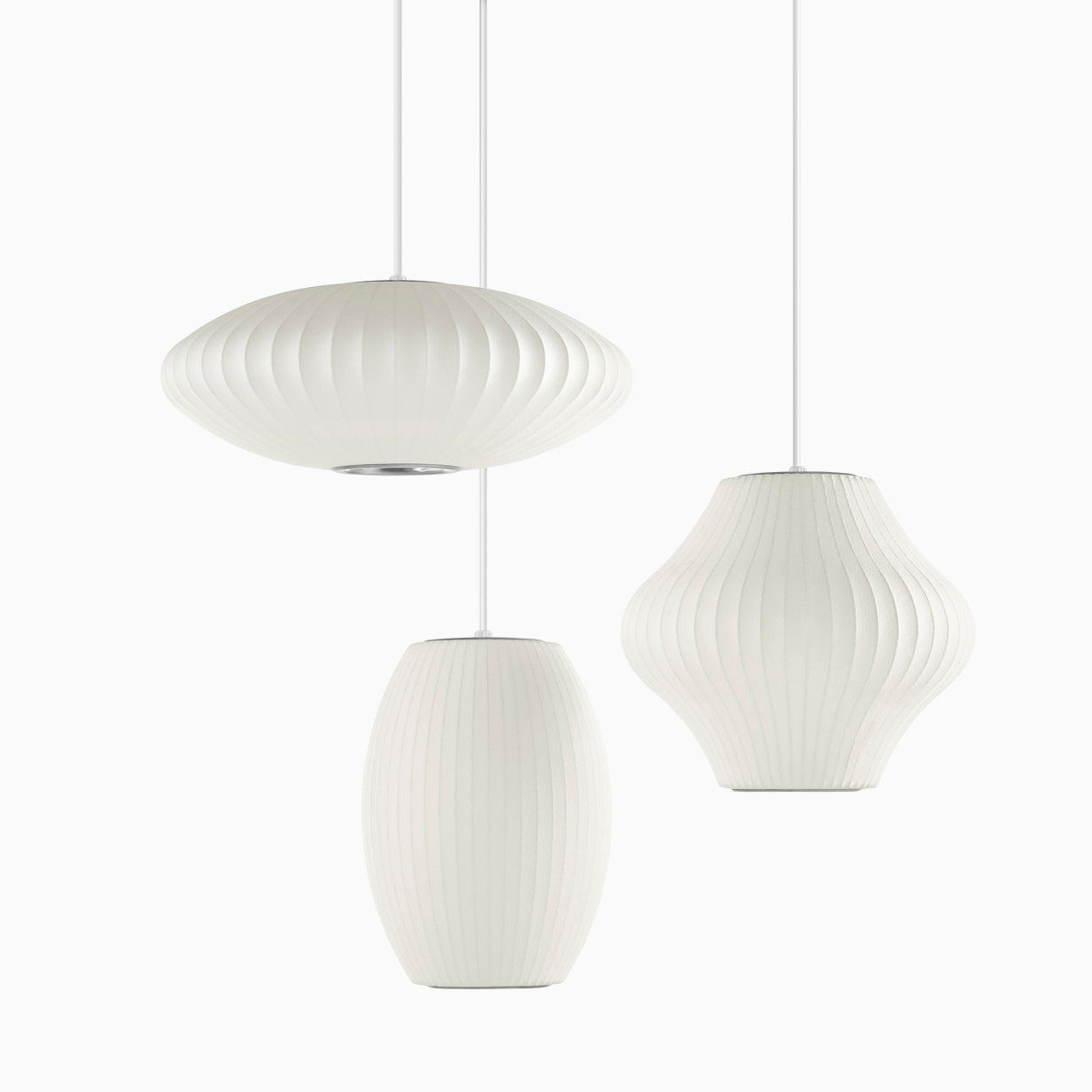 Bubble Silk Pendant Light 19.7 in White Ceiling Dining Room Modern Hanging Lamp | Thomler