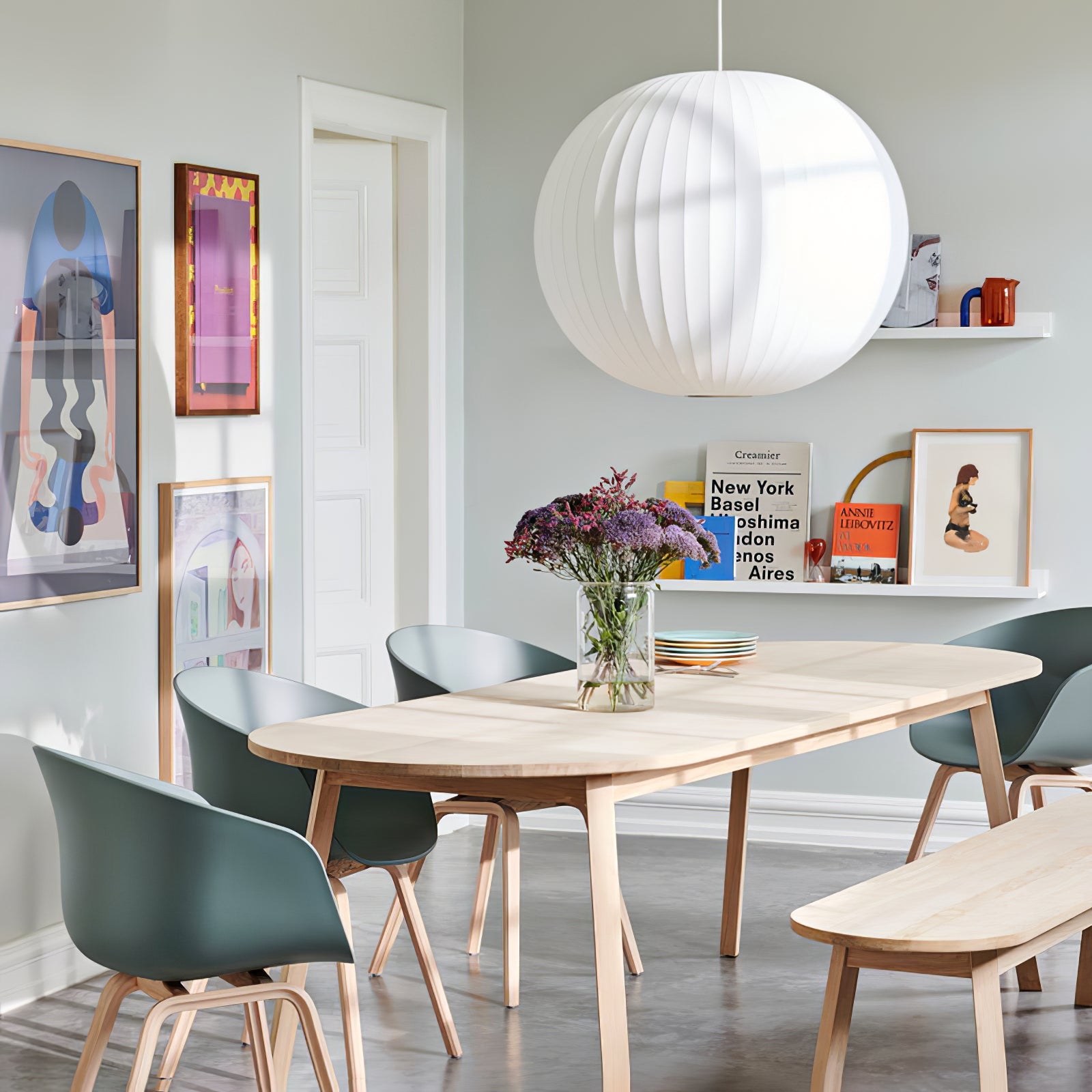 Bubble Silk Pendant Light 19.7 in White Ceiling Dining Room Modern Hanging Lamp | Thomler