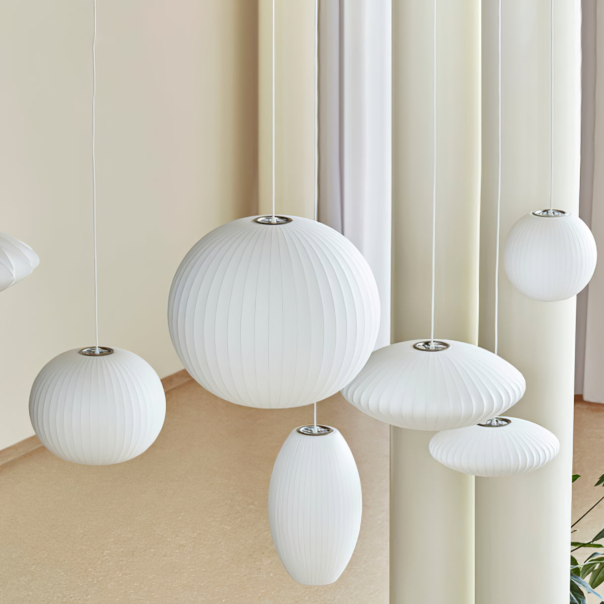 Bubble Silk Pendant Light 19.7 in White Ceiling Dining Room Modern Hanging Lamp | Thomler