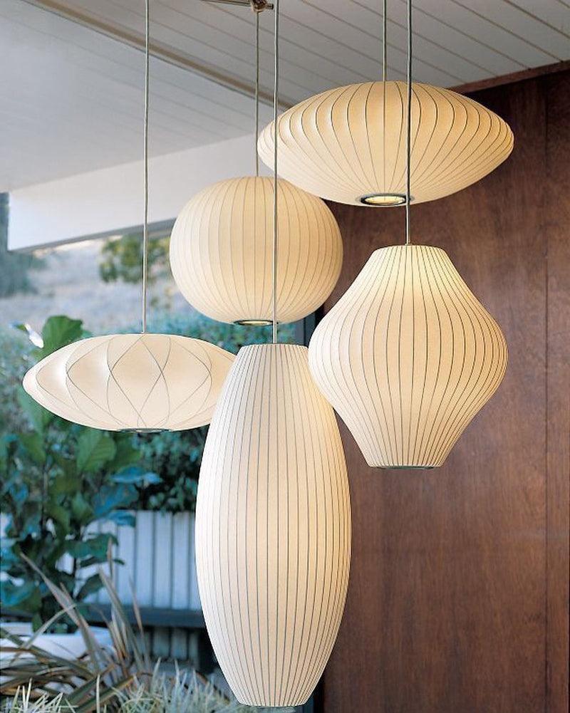 Bubble Silk Pendant Light 19.7 in White Ceiling Dining Room Modern Hanging Lamp | Thomler