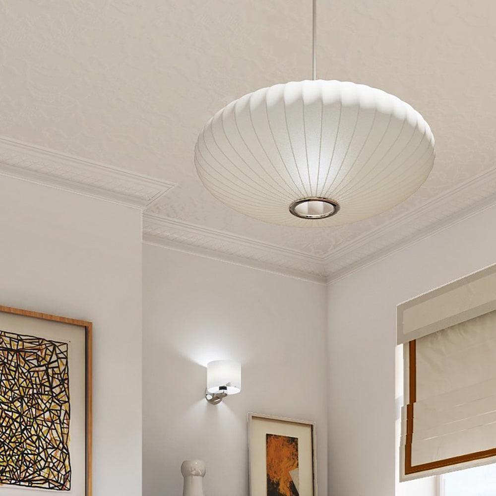 Bubble Silk Pendant Light 19.7 in White Ceiling Dining Room Modern Hanging Lamp | Thomler