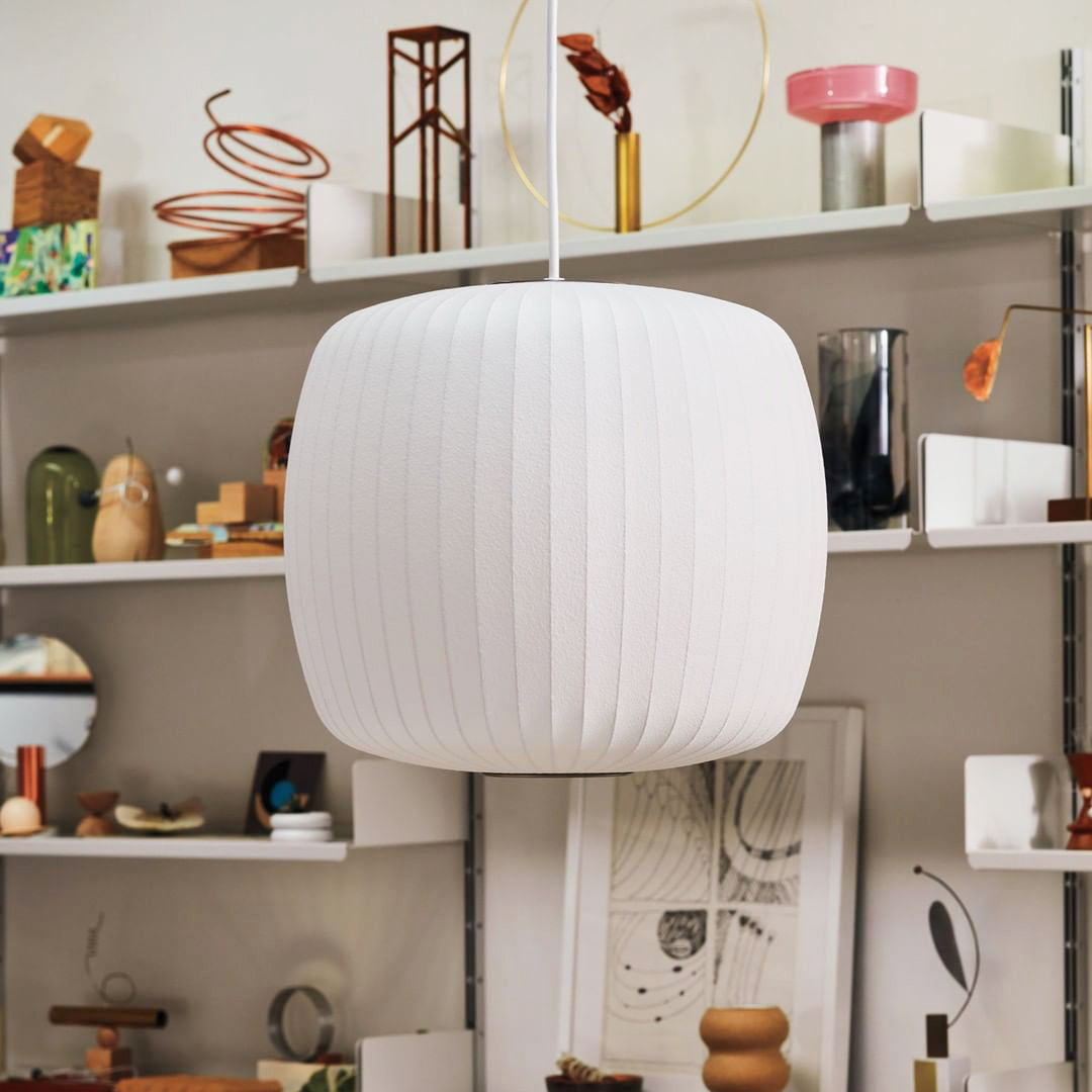 Bubble Silk Pendant Light 19.7 in White Ceiling Dining Room Modern Hanging Lamp | Thomler