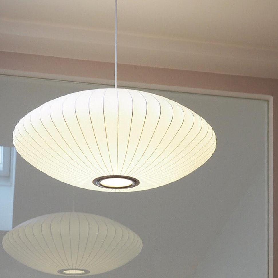 Bubble Silk Pendant Light 19.7 in White Ceiling Dining Room Modern Hanging Lamp | Thomler