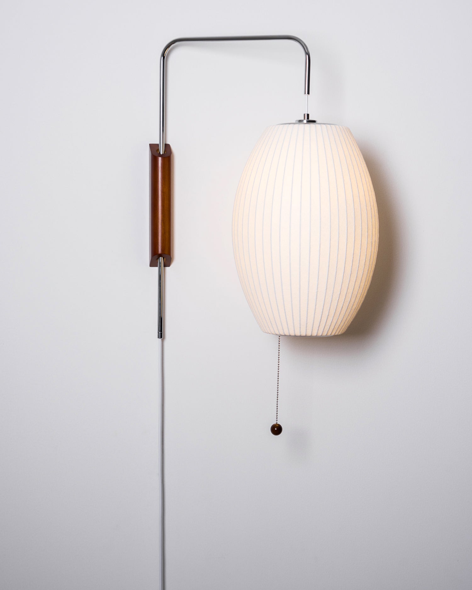 Ball Wall Sconce Swivel LED 15.7 in Chrome Walnut Indoor Lighting Adjustable Plug Cord | Thomler