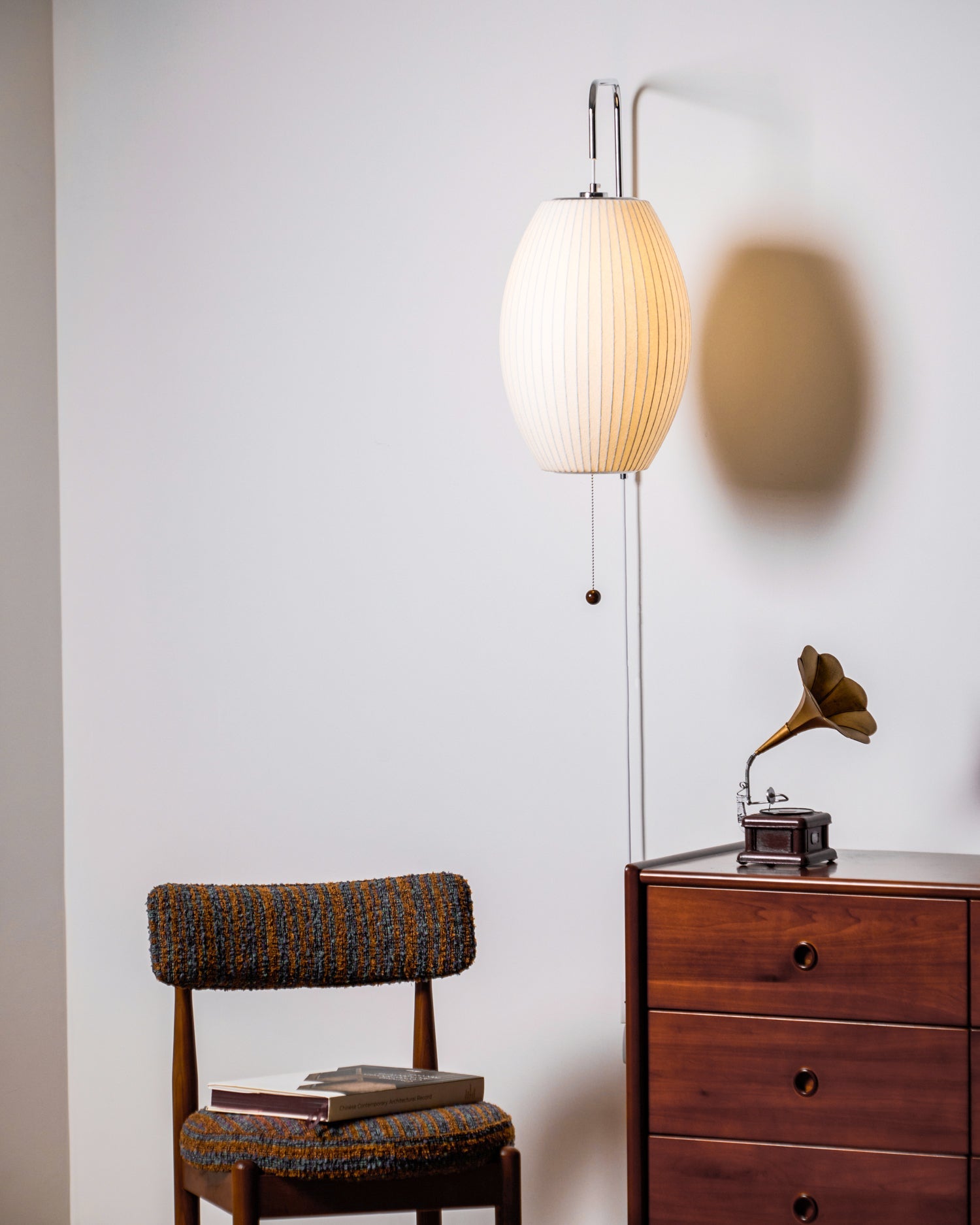 Ball Wall Sconce Swivel LED 15.7 in Chrome Walnut Indoor Lighting Adjustable Plug Cord | Thomler