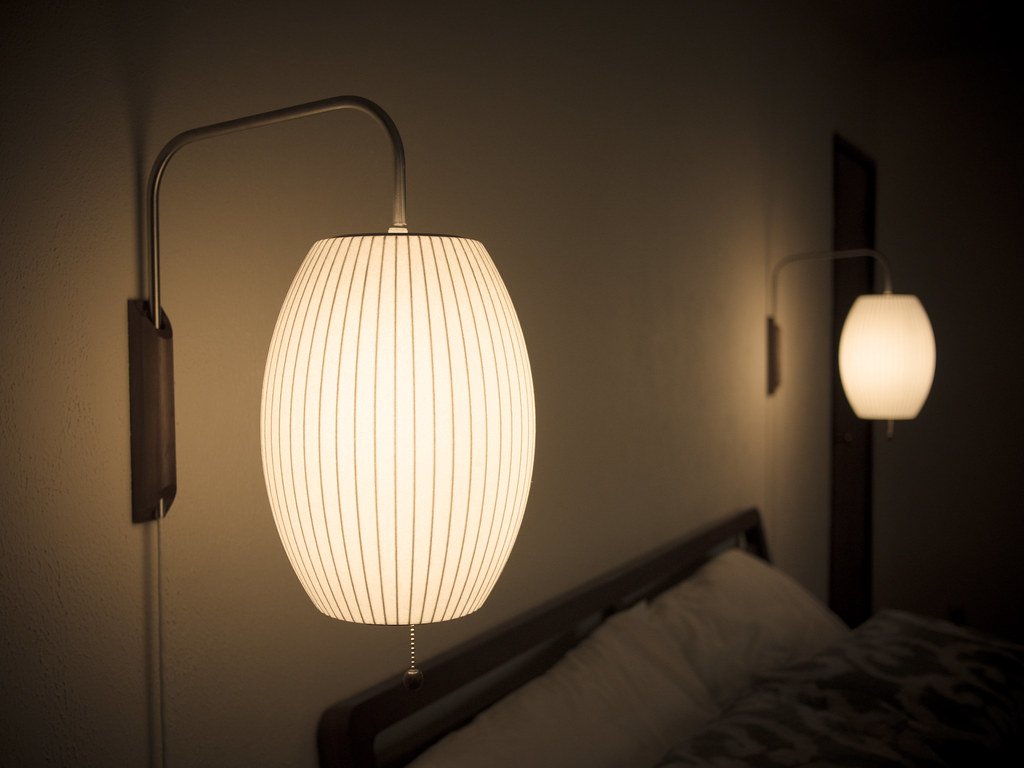 Wall Lamp Walnut Opal Shade 40.0 cm White Bedroom Living Room Plug In Reading Light Japandi Mid Century Accent Lighting | Thomler
